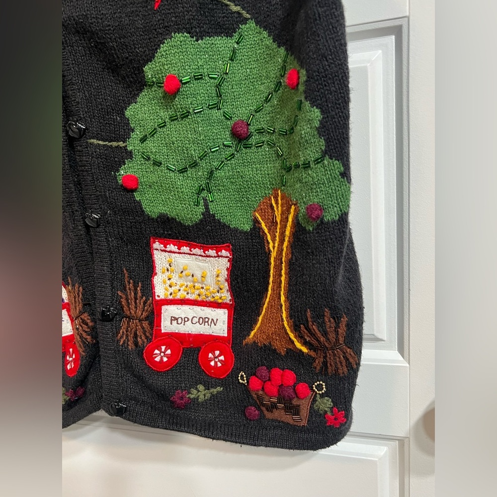 Bobbie Brooks Black Knit with Colorful Floral Design - Picture 11 of 13